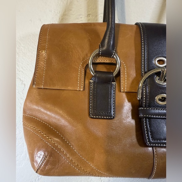 Coach SoHo flap satchel Camel leather shoulder bag - Picture 3 of 12